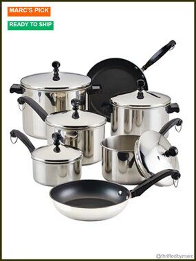 15-Piece Stainless Steel Cookware Set Pots and Pans with Lids